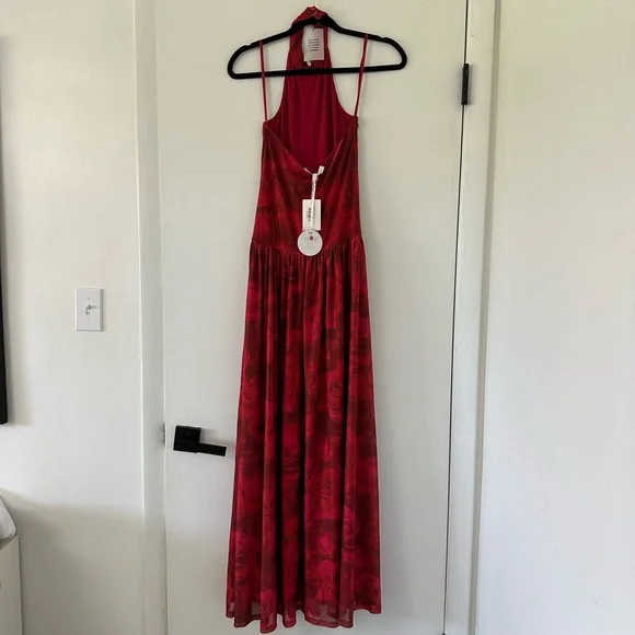 MORE TO COME GEORGINA MAXI DRESS SIZE SMALL NWT - RED FLORAL - Picture 3 of 4